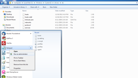 edit hosts windows with notepad