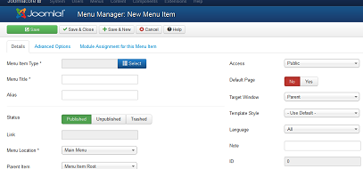 main menu joomla