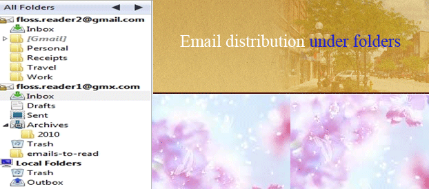 Email distribution under folders under Mozilla Thunderbird